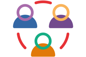 Icon Förderbereich Soziales in Form von 3 verbundenen Personen