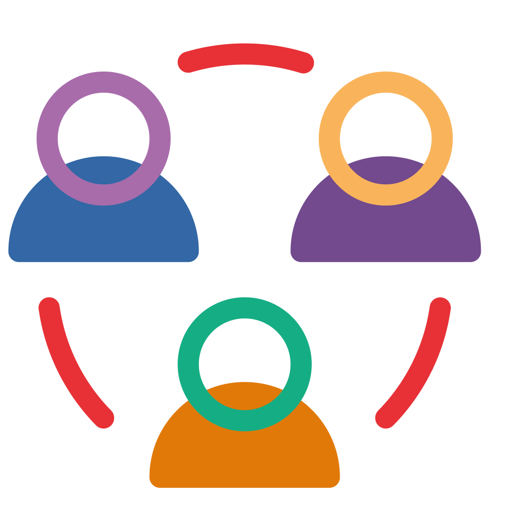 Icon Förderbereich Soziales in Form von 3 verbundenen Personen