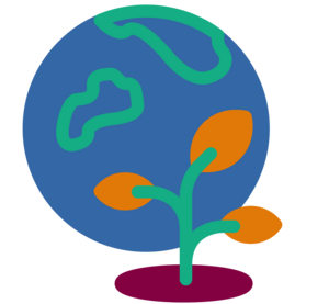Icon Förderbereich Natur und Umwelt in Form einer Weltkugel und einer Pflanze